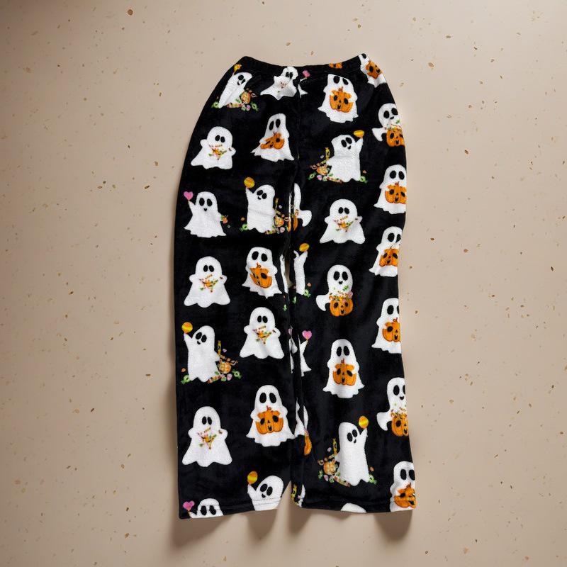 Women's Winter KT Cat Cartoon Flannel Sleep Pants - Thick, Warm, and Cozy for Home