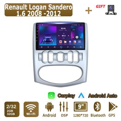 Android Carplay Car Radio For Renault Logan Sandero 1.6 2008 -2012 Multimedia Player Head Unit Stereo GPS Navigation BT WIFI 2+32GB