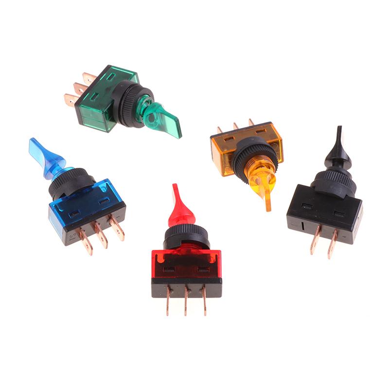 12V Led Toggle Switch 3-Pin 10A 3-Pin Asw-14D Short Handle With Led Lights Waterproof