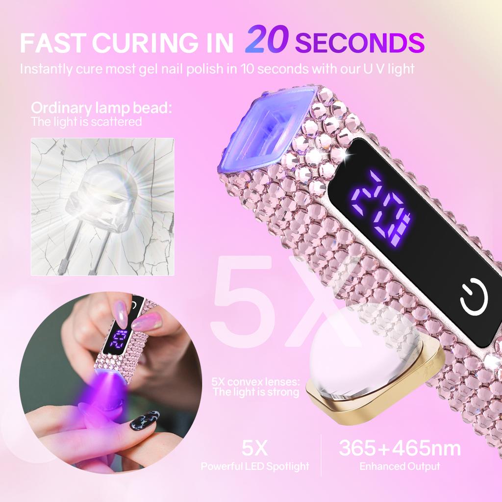 Portable Handheld Mini Nail Lamp For Gel Polish Quick Dry Flashlight Pen USB Nail Dryer Machine UV LED Nail Lamp With Diamond
