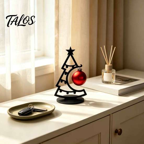 Sturdy Desktop Christmas Tree 3D Printed Ornament, Decorative Hollow Figurine with Window Display Props Stable Base for Home Office Holiday