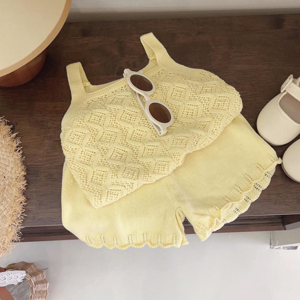 Trendiges Sommer Mädchen Zweiteiler Set mit weichem Baumwoll Tanktop ohne Ärmel und Shorts für Kinder von 3 bis 8 Jahren