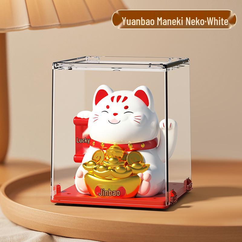 Solar Mini Waving Cat Model - Automatic Shaking Hand Ornament for Office, Desk, Car, or Gift