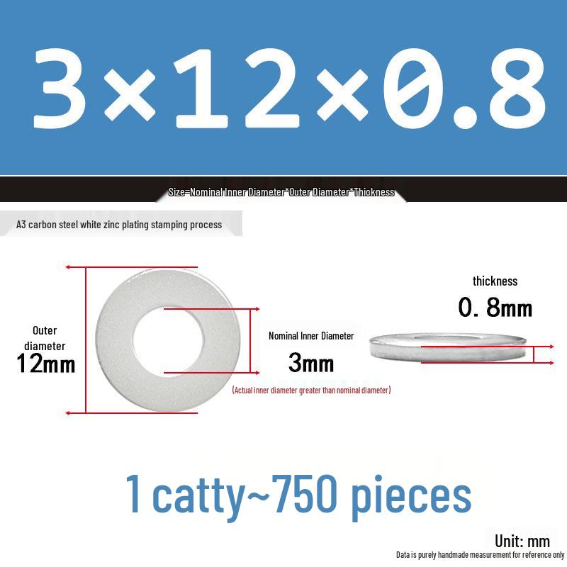 Extra Thick Galvanized Iron Flat Washer, Round, M3-M62