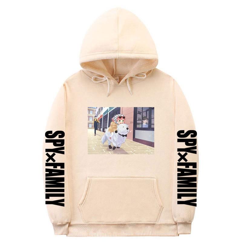 Spy X Family Anime Print Hooded Sweatshirt Men Women Oversized Fleece Pullover With Ribbed Hem