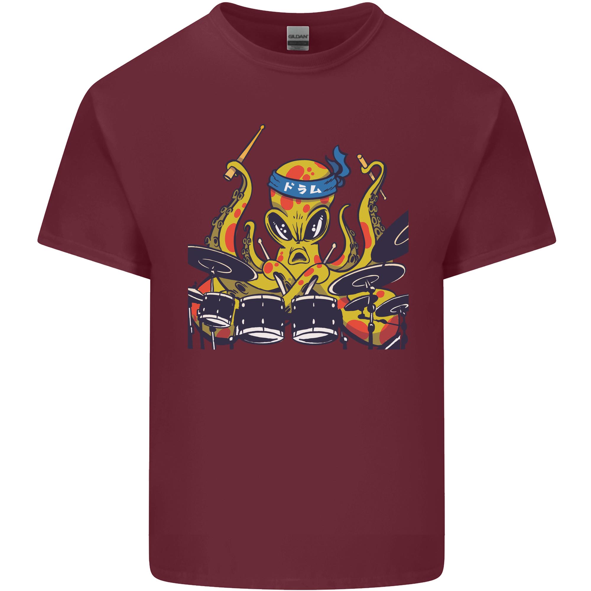 Octopus Drummer Drumming Drum Funny Unisexs Light Cotton TShirt S