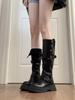 Thick-soled slim Maillard boots women's autumn and winter retro brown velvet tall knight boots