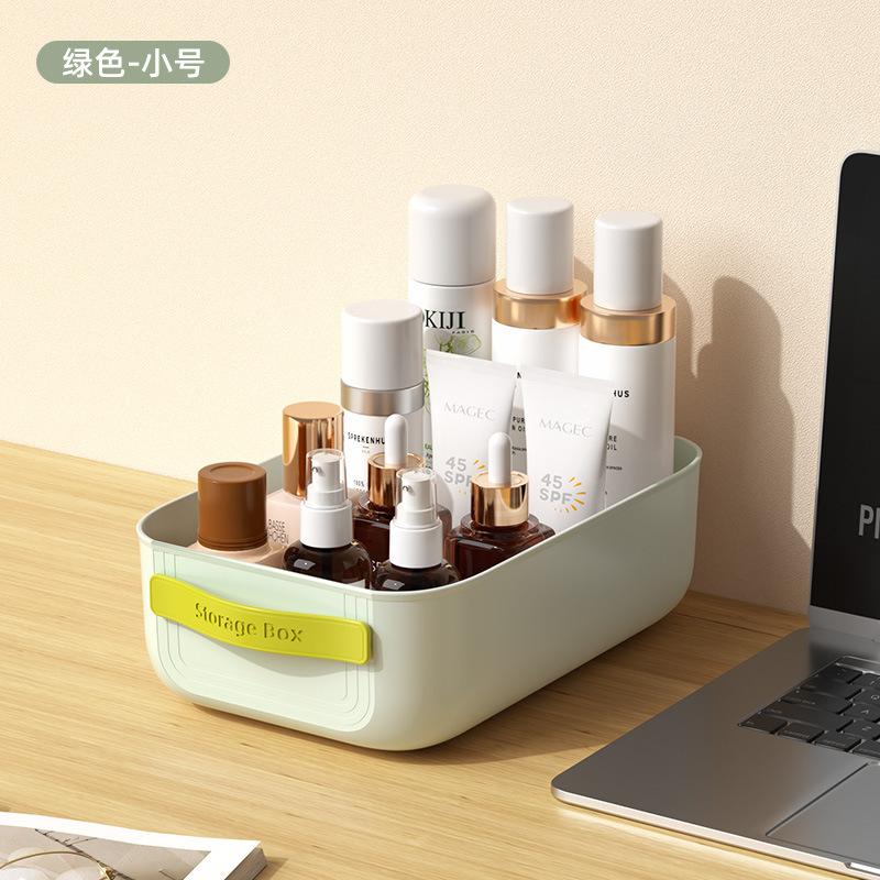 

Ящик для хранения косметики с переносным утолщенным отделением большой емкости для мелочей. Корзина для хранения закусок. Ящик для хранения принадлежностей для рабочего стола в общежитии.