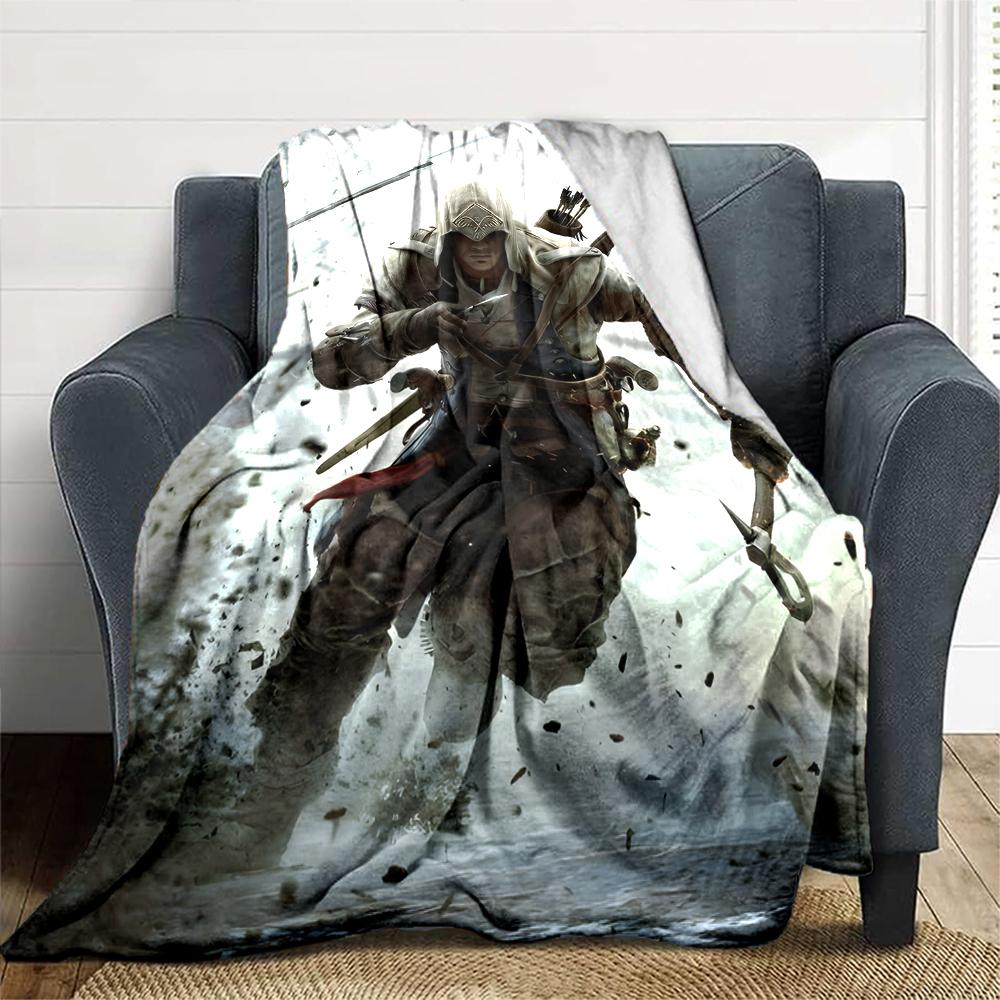 1 Stück Assassin's Creed Decke, Geschenk, für Männer und Frauen, Weiche Decke, Gut für Sofabett Couch Reisen, Leichte Flanelldecke