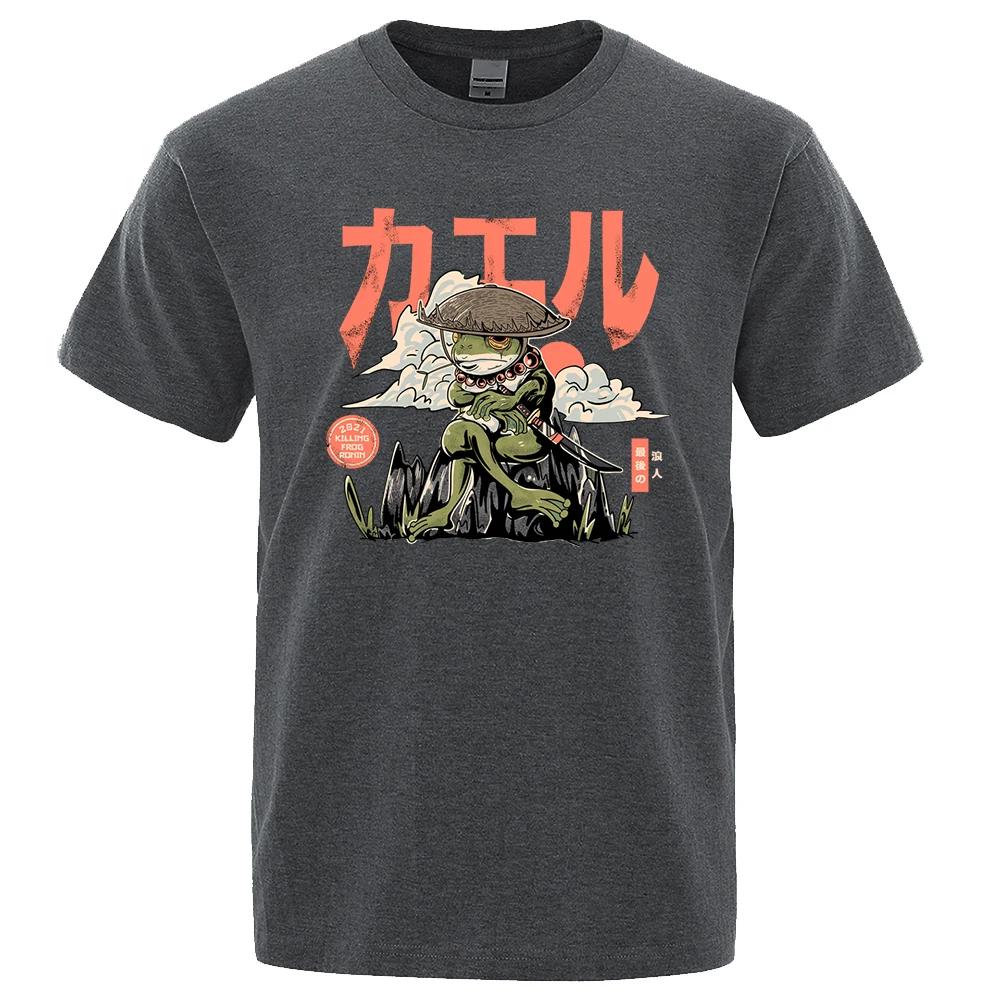 The Last Frog Samurai Anime Print T Shirts Casual Breathable Tshirts Fashion O-Neck Shirts Oversized Cotton Short Sleeve Top