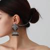 Bohemian Exotic Rhinestone Tassel Necklace & Earrings Set In Antiqued Alloy