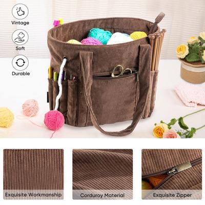 Stricktasche, Garn-Aufbewahrungs-Organizer mit Reißverschluss, große Kapazität, tragbare Mehrzweck-Stricktasche, Organizer für Häkelnadeln