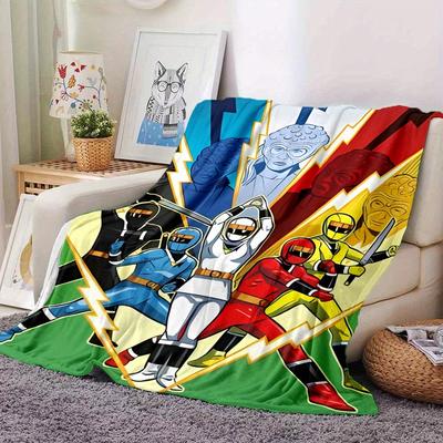 1pc Mighty Morphin Power Rangers Digital Printed Flannel Blanket, Super Soft Plush  Bed Cover, Multipurpose Quilt for Sofa, Bed, Office