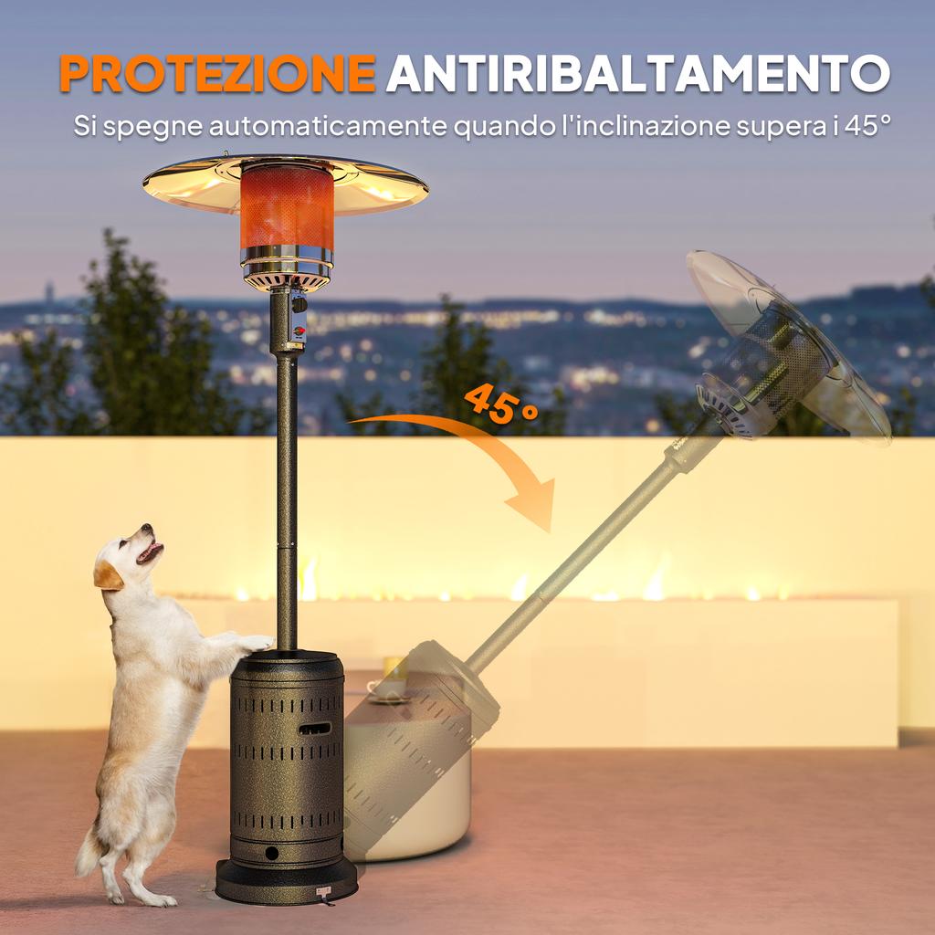 Outdoor Heater with Automatic Shut-off and Wheels, 82x82x223 Cm, Dark Brown
