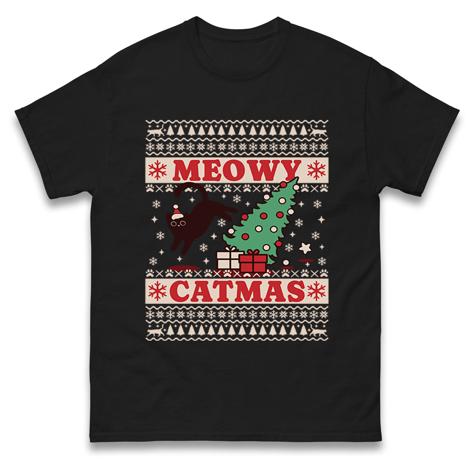 Meowy Catmas Christmas T Shirt Tshirt Mens Womens Unisex Tops Tees S