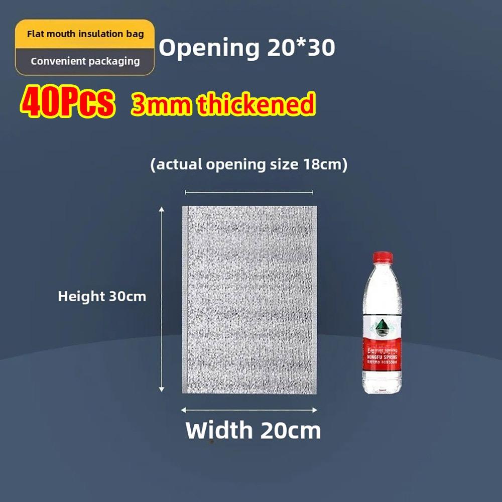 40Pcs/Pack 3mm Thickened Aluminum Foil Bag Food Thermal with Closure Insulation Bag Ice Cold Warm Cooler Bag Delivery Carrier