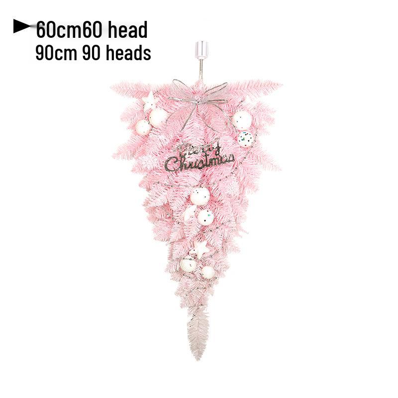Hong Yu Pink PVC Upside Down Christmas Tree with Hanging Ornaments for Home and Door Decoration