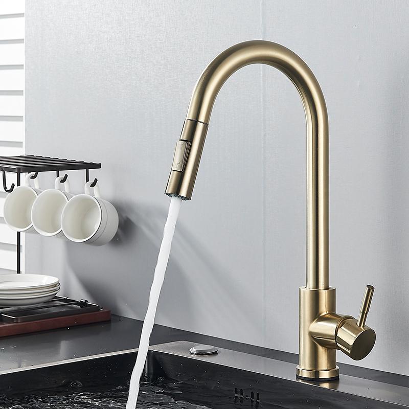 Pull Out Kitchen Faucets 360 Rotation Kitchen Mixer Tap Single Lever Mixer Tap Kitchen Sink Cold Hot Water Tap