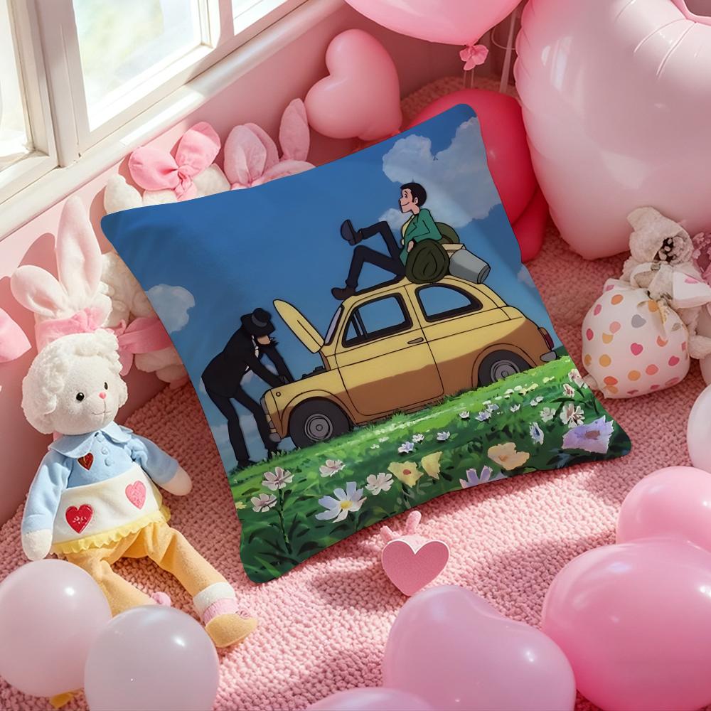 anime Lupin the Third Cushion Cover Pattern Printed Pillowcase for Living Room Sofa Cushion Cover & Bedroom Decor