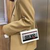 Women Mini Chain Purse Radio Shape Vintage Satchel Bag PU Leather Tape Recorder Print for Women Teen Girls