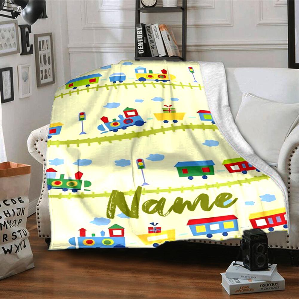 Custom Name Cute Cars Theme Printed Blanket - Perfect for Couch, Bed, Travel & Outdoor Use | Machine Washable, Cozy & Durable.