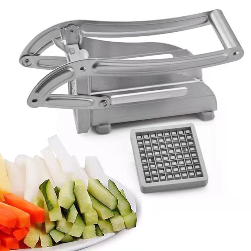 French Fry Cutter Multifunction Vegetable Fruit Chopper with 2 Stainless Steel Blades for French Fries Chips Maker Potato Slicer