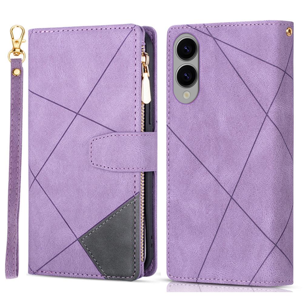 For Samsung Galaxy S25 Edge Wallet Case Color Splicing Leather Phone Cover with Stand