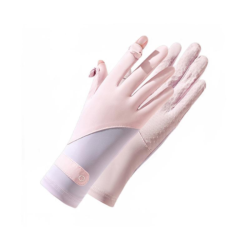 Women’s Ice Silk Summer Gloves, Stretchy UV Protection Gloves, Lightweight Breathable Thin Gloves for Outdoor Cycling Driving Activities