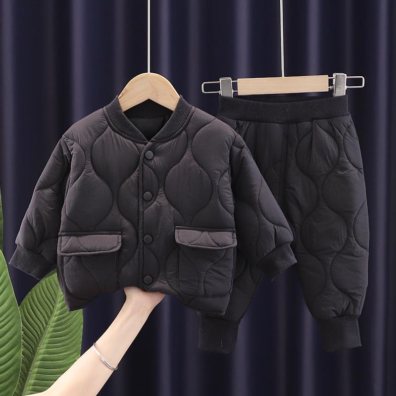 Korean Style Quilted Cotton Winter Jacket Set for Toddlers