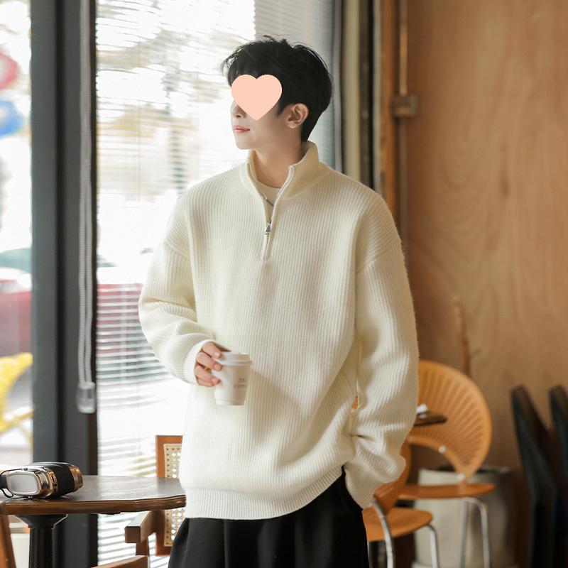 Men's Fall/Winter 2025 Cozy Loose-Fit Half-Zip High Neck Sweater