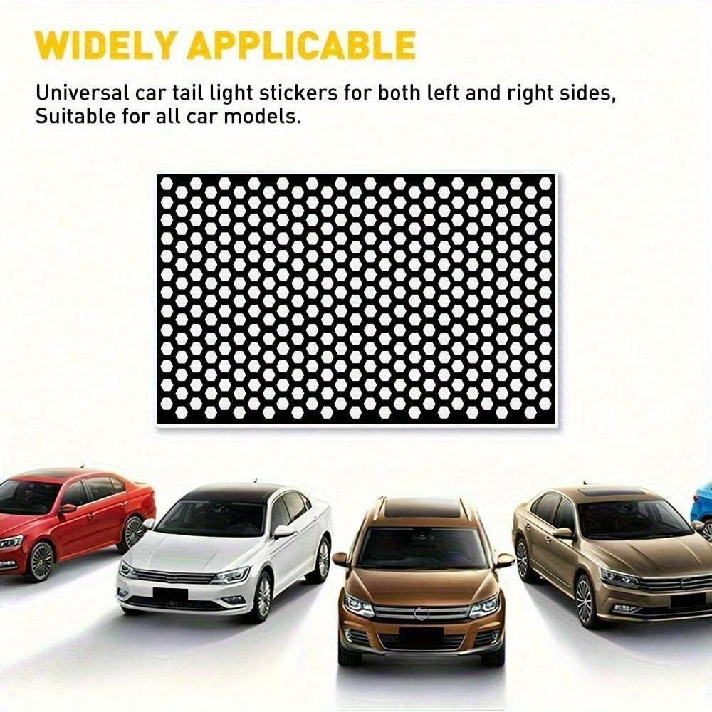 1pc Car Rear Tail Light Lamp Stickers, Honeycomb Type Decal Car DIY Self Adhesive Tint Film Sheet, Universal Car Accessories