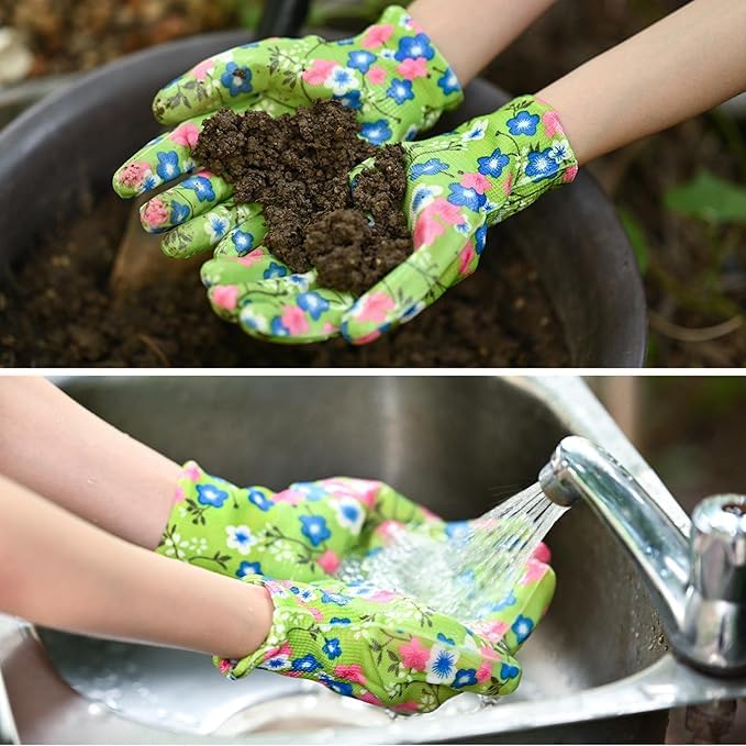 Zahradnické rukavice na sázení a úklid dvora s dlaňovou vrstvou, květinové zahradní rukavice, protiskluzové pracovní rukavice, protiskluzové rukavice pro domácnost a ochranu při práci