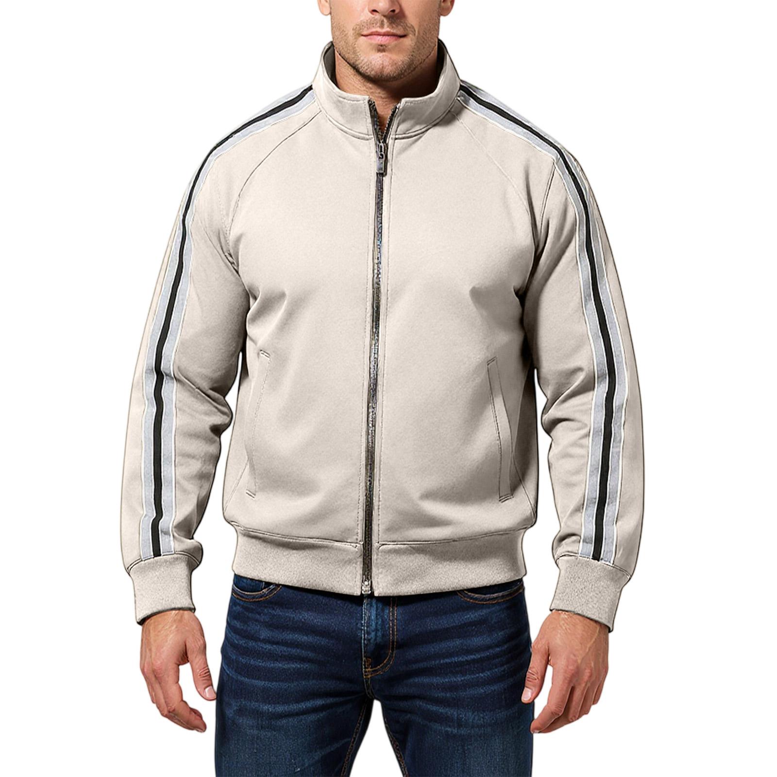 

Men s Leisure Standing Collar Zipper Sports Hoodie Coat XL хаки
