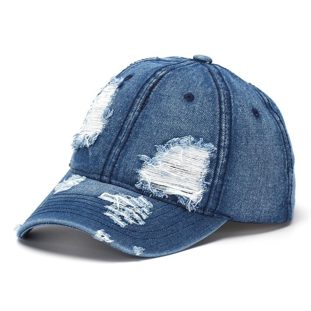 Frayed Duckbill Cap Ripped Sun Hat Japanese Style Washed Denim Baseball Cap  Street Wear