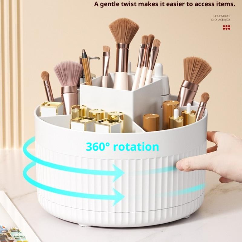 1 Stück 360° drehbarer Make-up-Pinsel-Organizer Kosmetik-Organizer 5 Fächer Make-up-Pinsel-Becher Badezimmer-Waschtisch Schreibtisch Aufbewahrungs-Halter Tasche