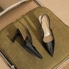 73213 [sheepskin] high heels women's thin heels 2025 new pointed empty sandals temperament commuter shoes