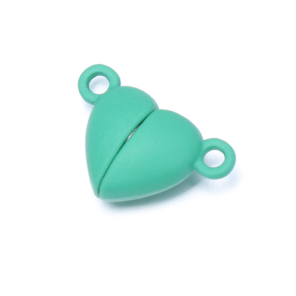 Handmade Charms End Caps Beads Love Heart Couple Bracelet Connected Clasps Magnetic Buckle