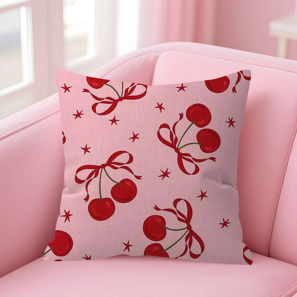 Red Cherry Fruit Creative Personalized Pillow Cover Kids Bedroom Wild Party Decor Pillowcase Kid Birthday Shower Gift