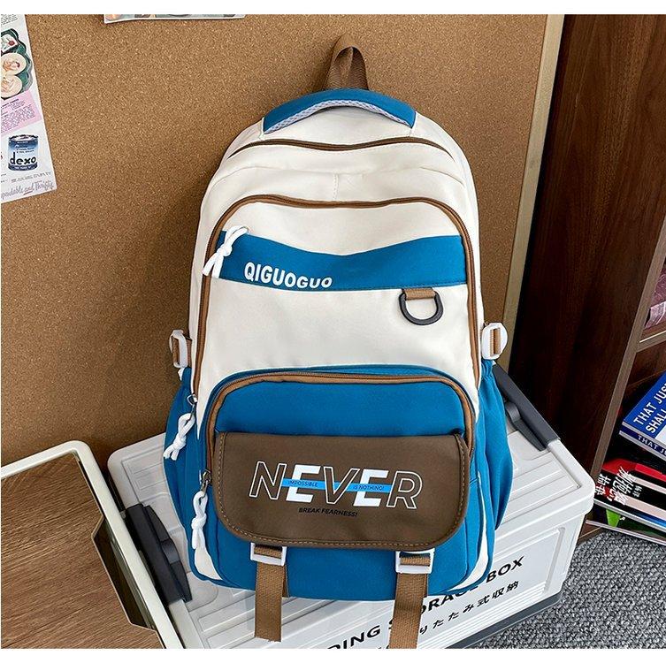 Schoolbag trendy brand high value, light and simple color matching, versatile large-capacity schoolbag, junior high school and high school students
