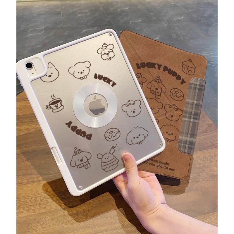Magnetic Detachable IPad Case With Grid Line Dog Design Mini 7 Air 6 10th Gen TPUPC Shockproof Stand Cover