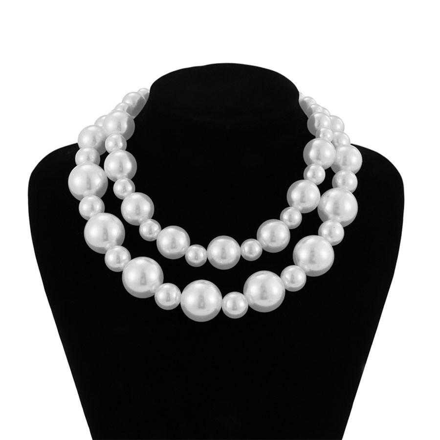 Moda Europeo-Americana: Collar Retro de Perlas Grandes para Mujer - Elegante Accesorio para Fiestas Nocturnas