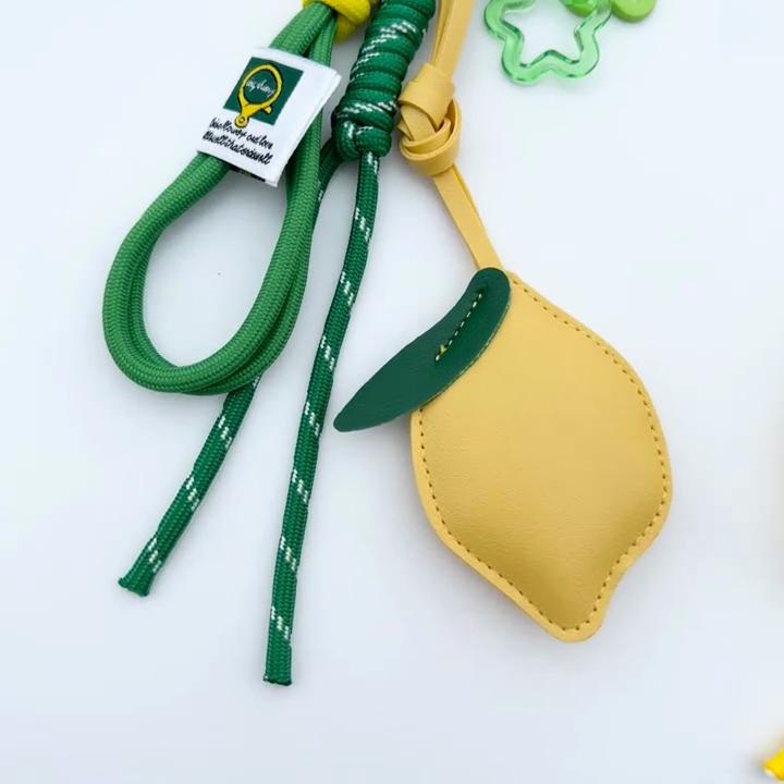 Ciondolo Zaino Limone in Ecopelle Intrecciato in Nylon Ornamento per Borsa