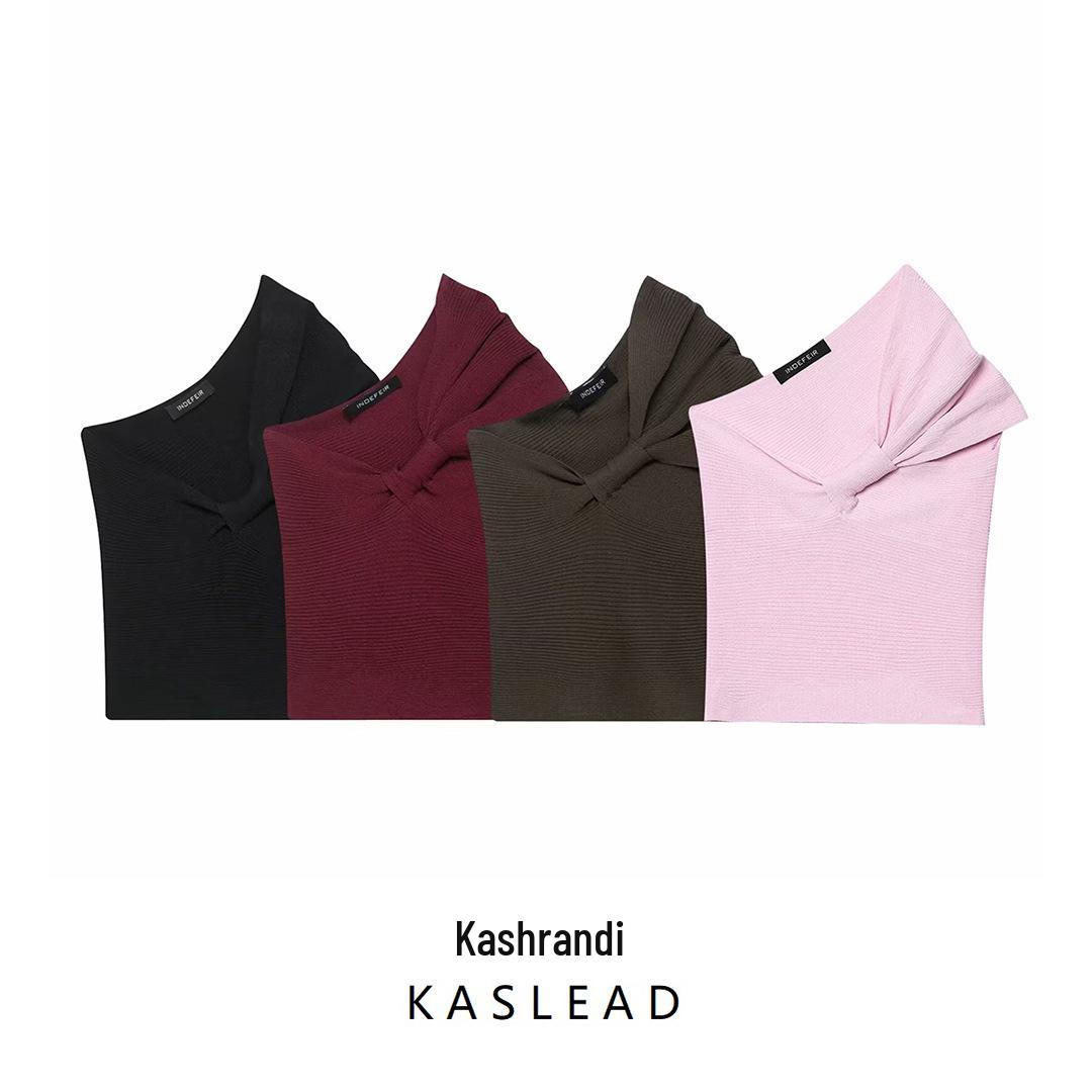 

2025 Spring Women s Fashion Asymmetrical Knitted Top - European & American Style Small