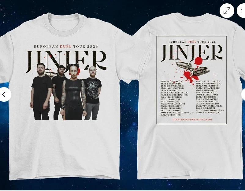 2 Sides EUROPEAN TOUR 2026 JINJER Band T-Shirt White Unisex S-5XL M