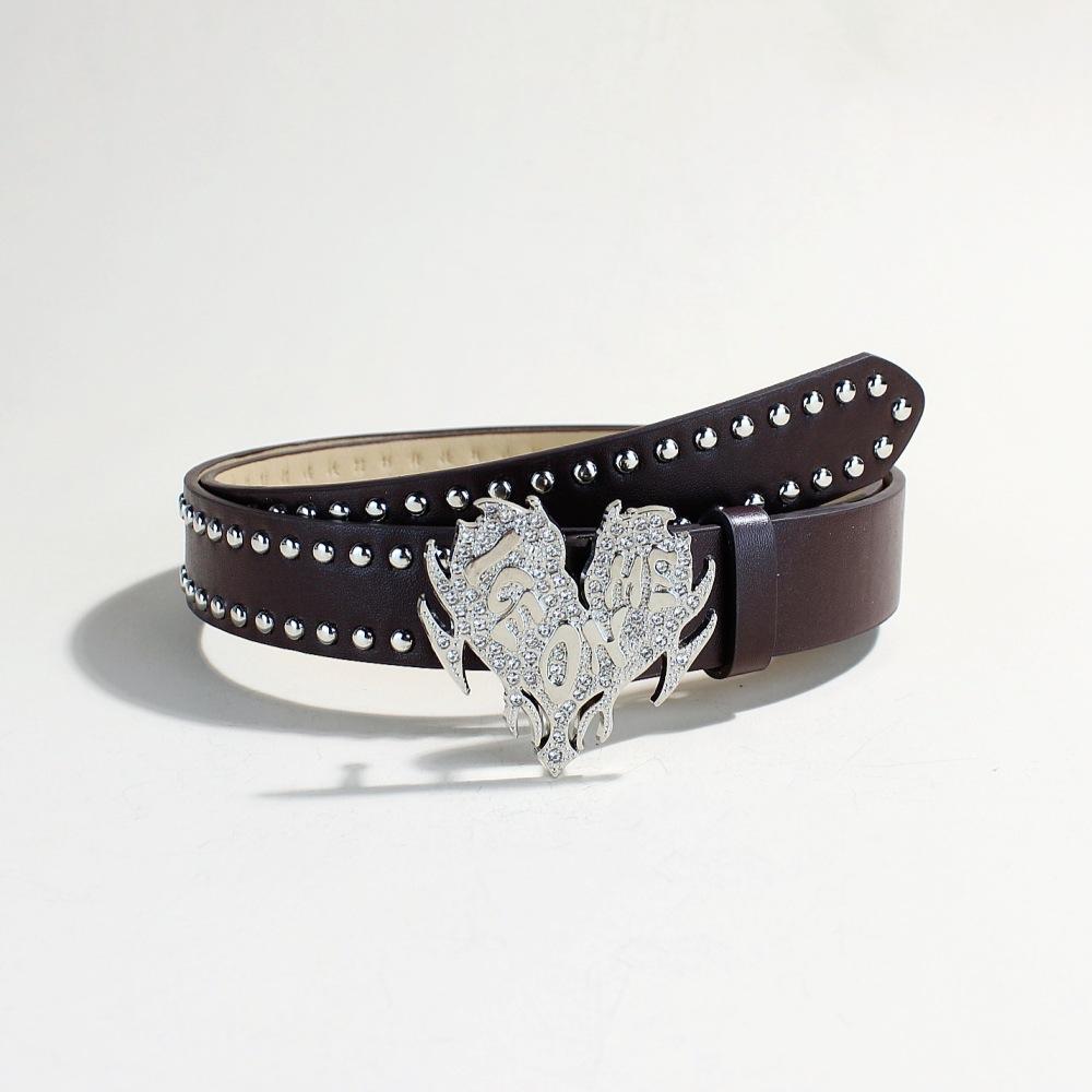 

Ремень из искусственной кожи с заклепками в стиле панк, один и тот же стиль для мужчин и женщин, высококачественный металлический ремень в стиле хип-хоп, ремень с пряжкой Love для женщин 103cm long