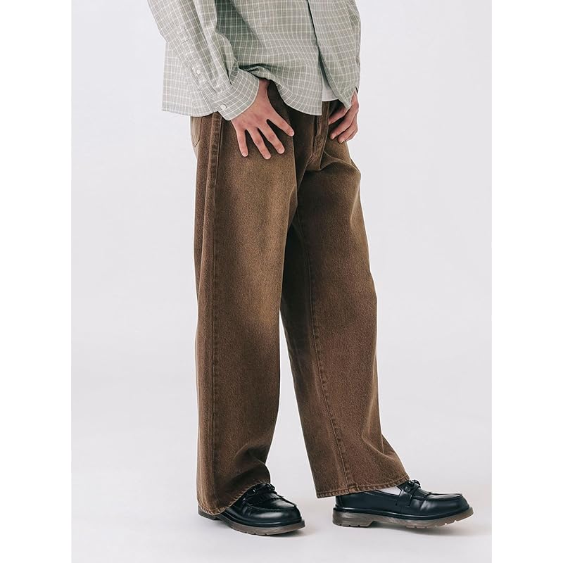 [Beams Heart] Jeans Blast Wide Straight Denim Men's BROWN S