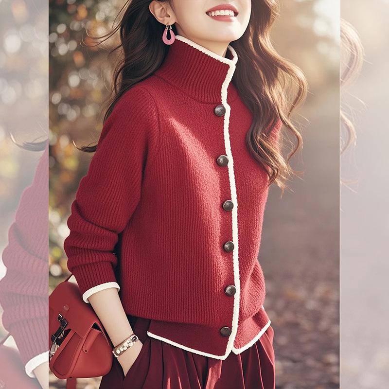 

Шикарный трикотаж с высоким воротом для женщин, модный весенний сезон 2025 Extra Large