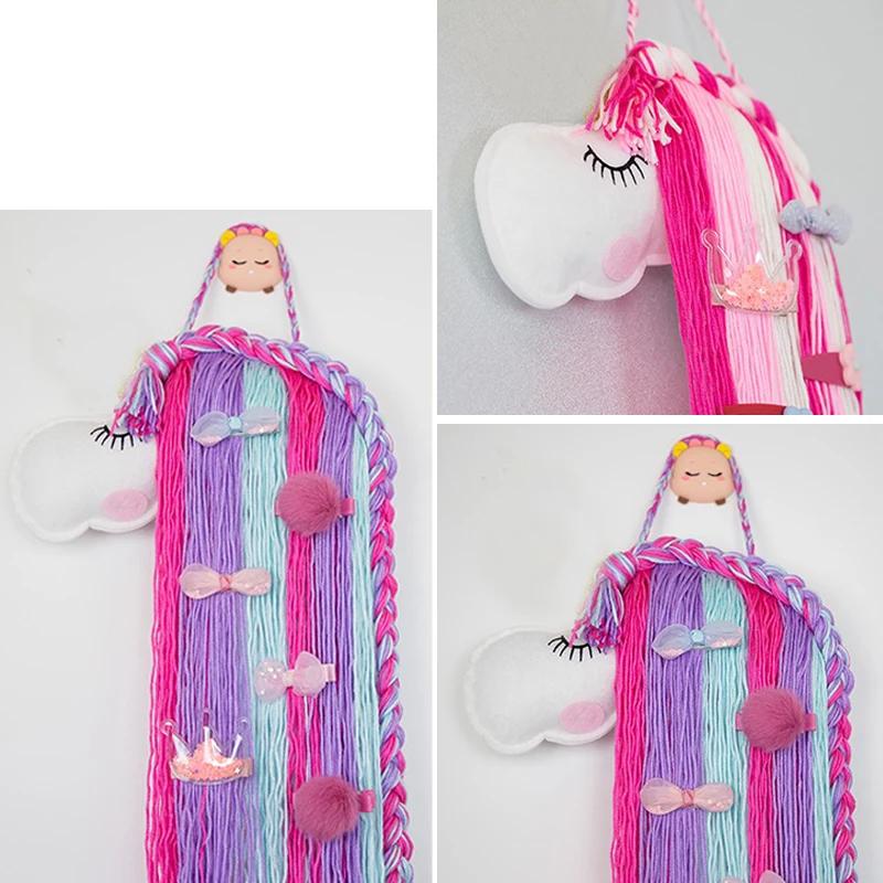 INS Weave Rainbow Baby Hair Clips Acssories Holder Prinss Girls Hairpin Hairband Storage Pendant Jewelry Wall Ornaments