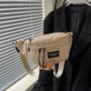 Versatile Canvas Crossbody Bag  Monochromatic  Casual Chest Bag  Waist with Zipper  Soft  Multifunctional  Fashionable  New Product