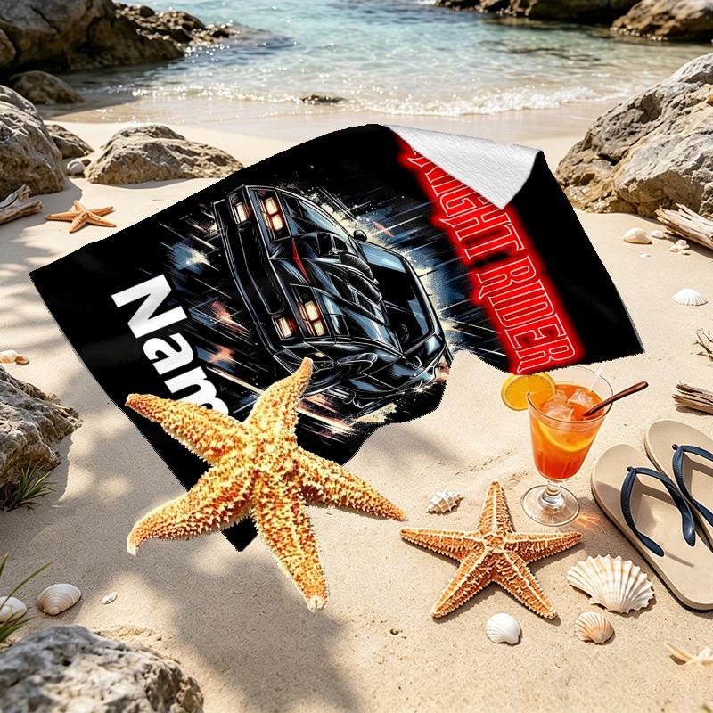 Toalha de Praia Personalizada com Nome Cavaleiro da Estrada, para Viagem Acampamento Festa na Praia Decoração de Casa, Presente de Aniversário para Família e Amigos